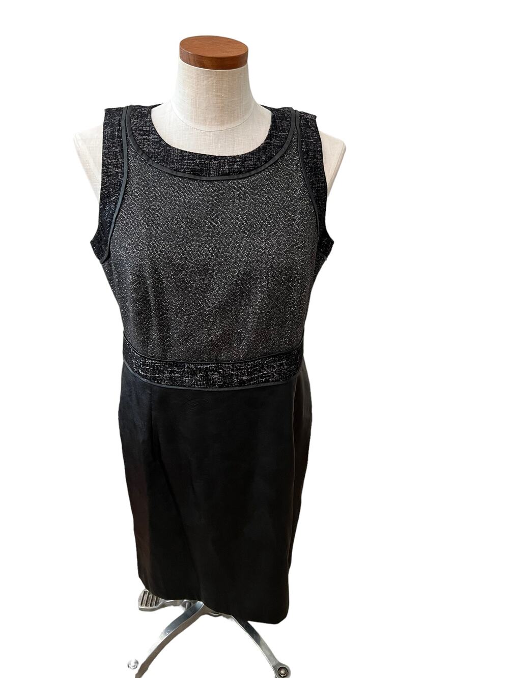 Michael Kors Faux Leather Textured Combo Sleeveless Dress 10